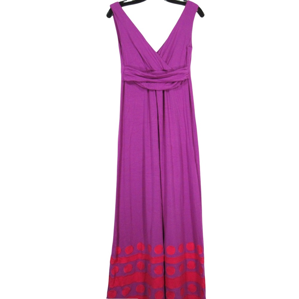 BODEN Magenta w/Red GEOMETRIC HEM Twisted Band Waistline MAXI SUNDRESS Dress 6R